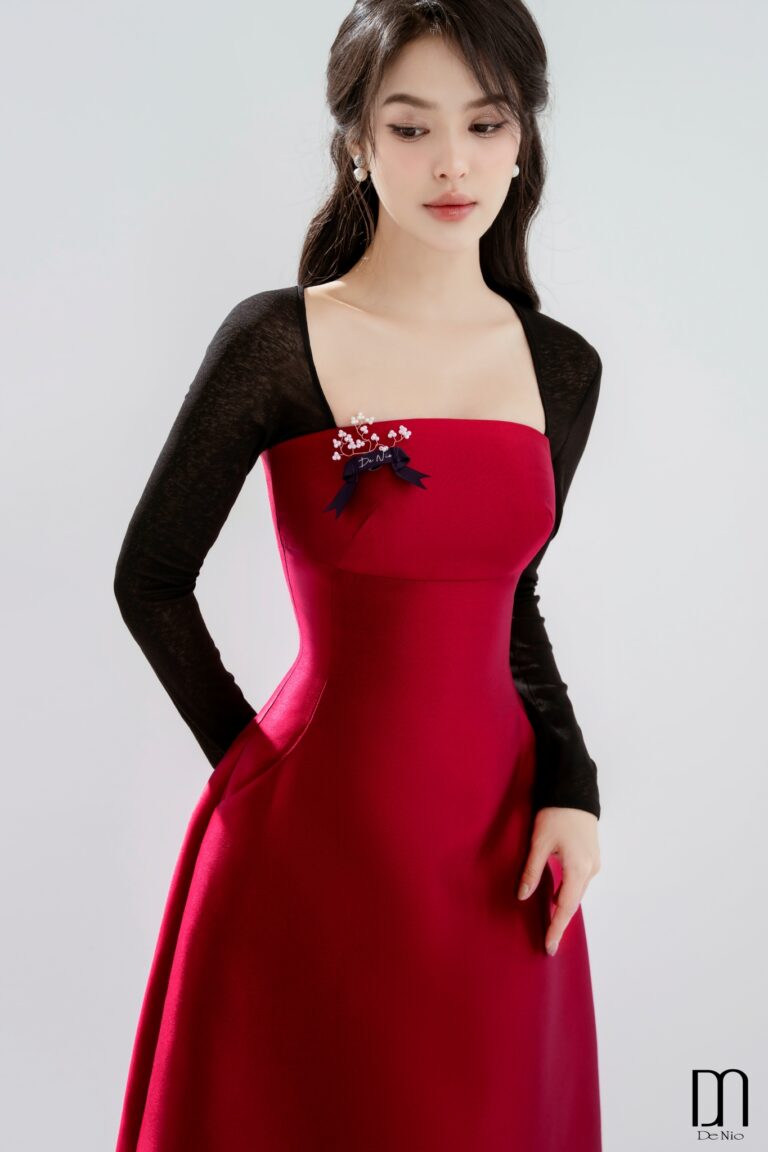 Sandra Dress with Skewed Sleeves - Image 2