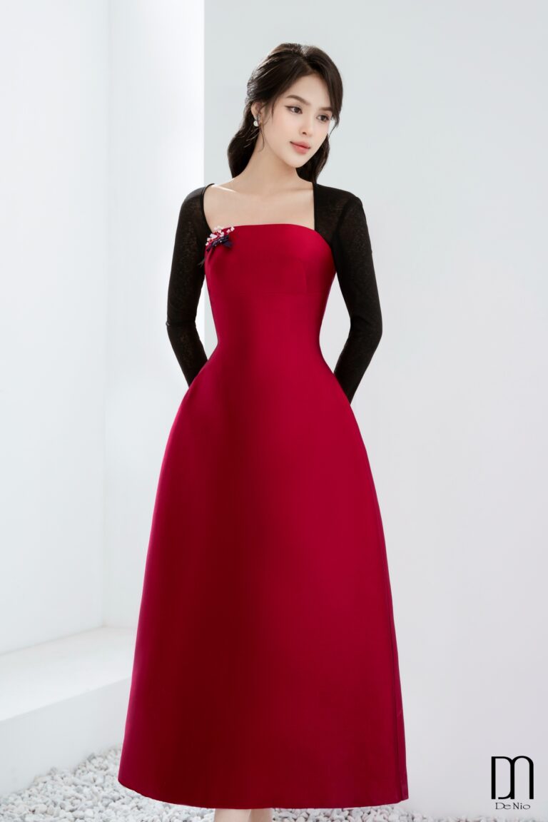 Sandra Dress with Skewed Sleeves - Image 3