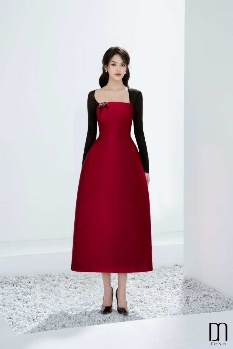 Sandra Dress with Skewed Sleeves - Image 5