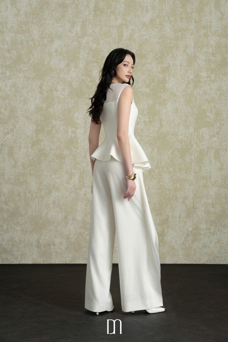 Noren Straight Pants With Organza Detail