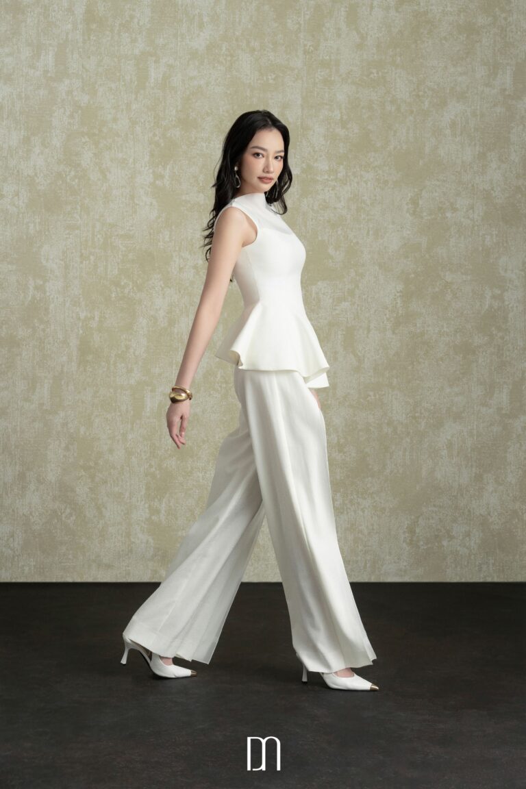 Noren Straight Pants With Organza Detail