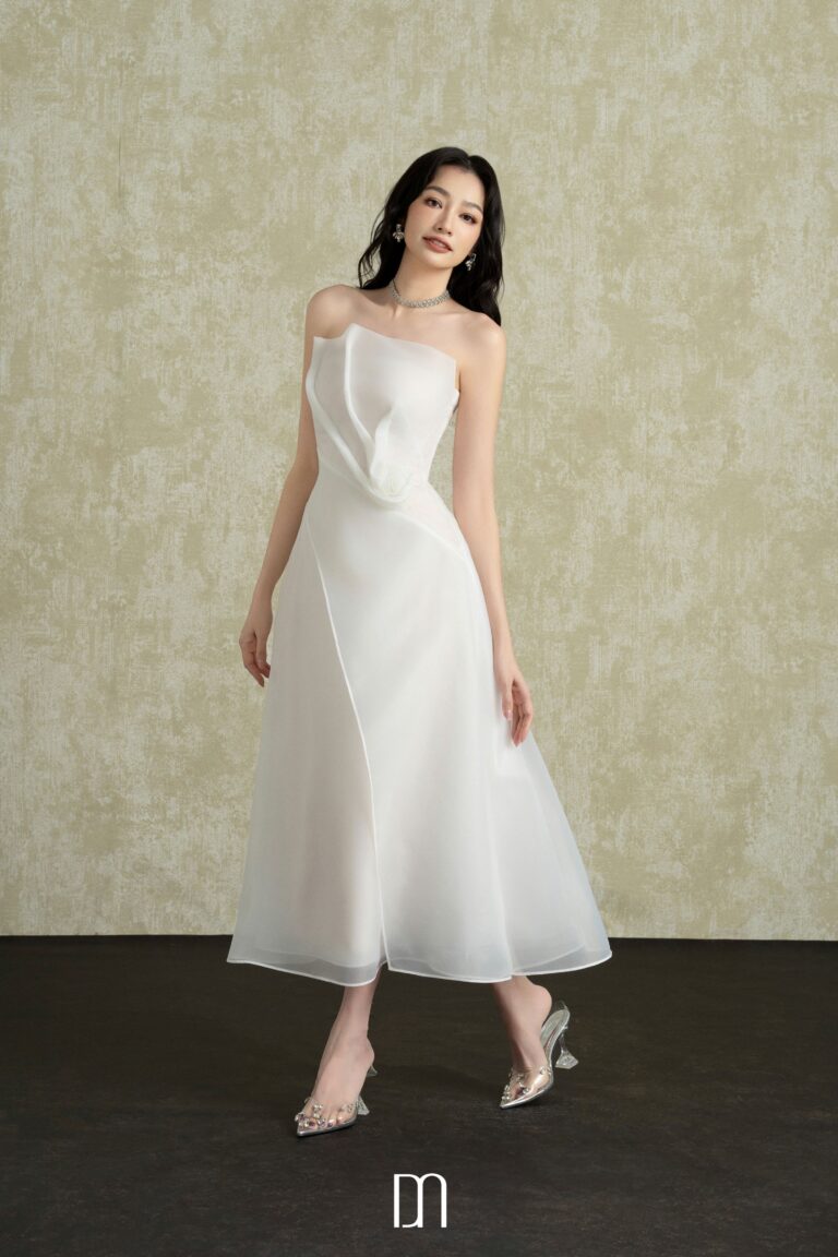 Senora 3D Draping Organza Strapless Dress