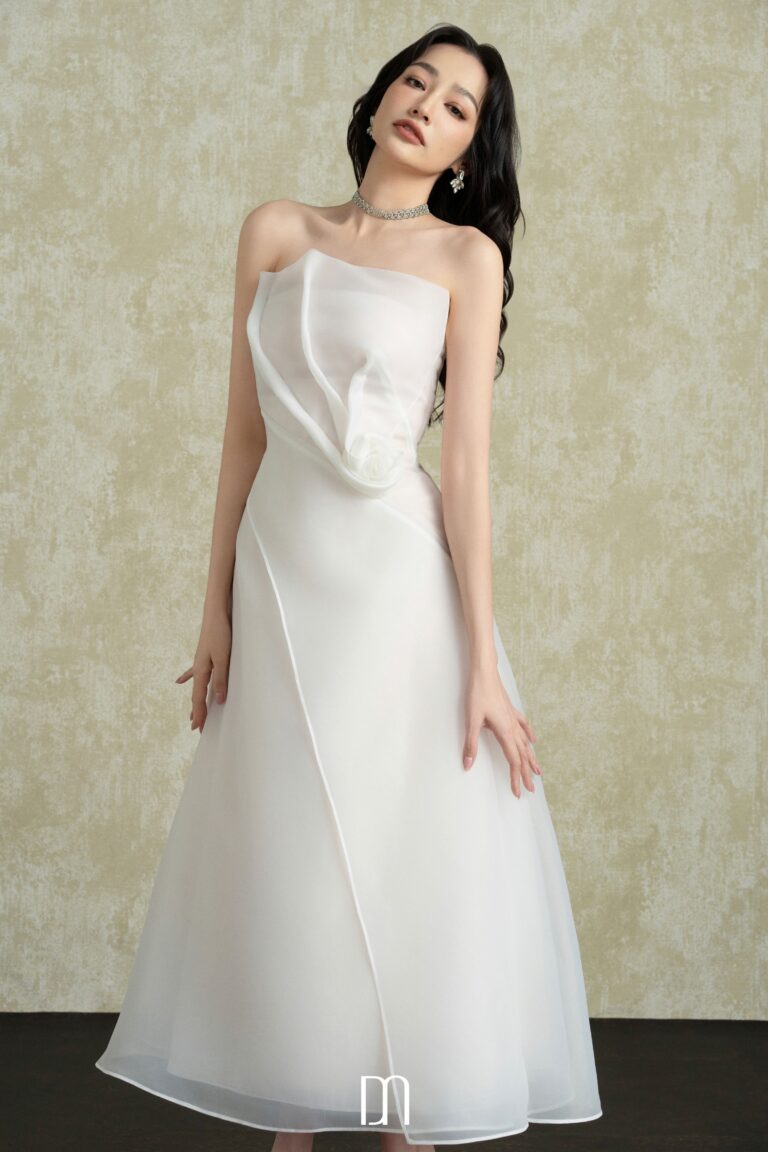 Senora 3D Draping Organza Strapless Dress