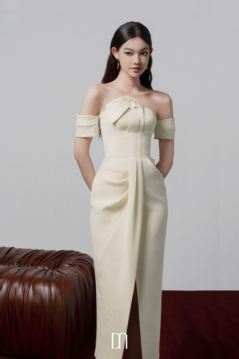 Magot drapping off shoulder pencil dress