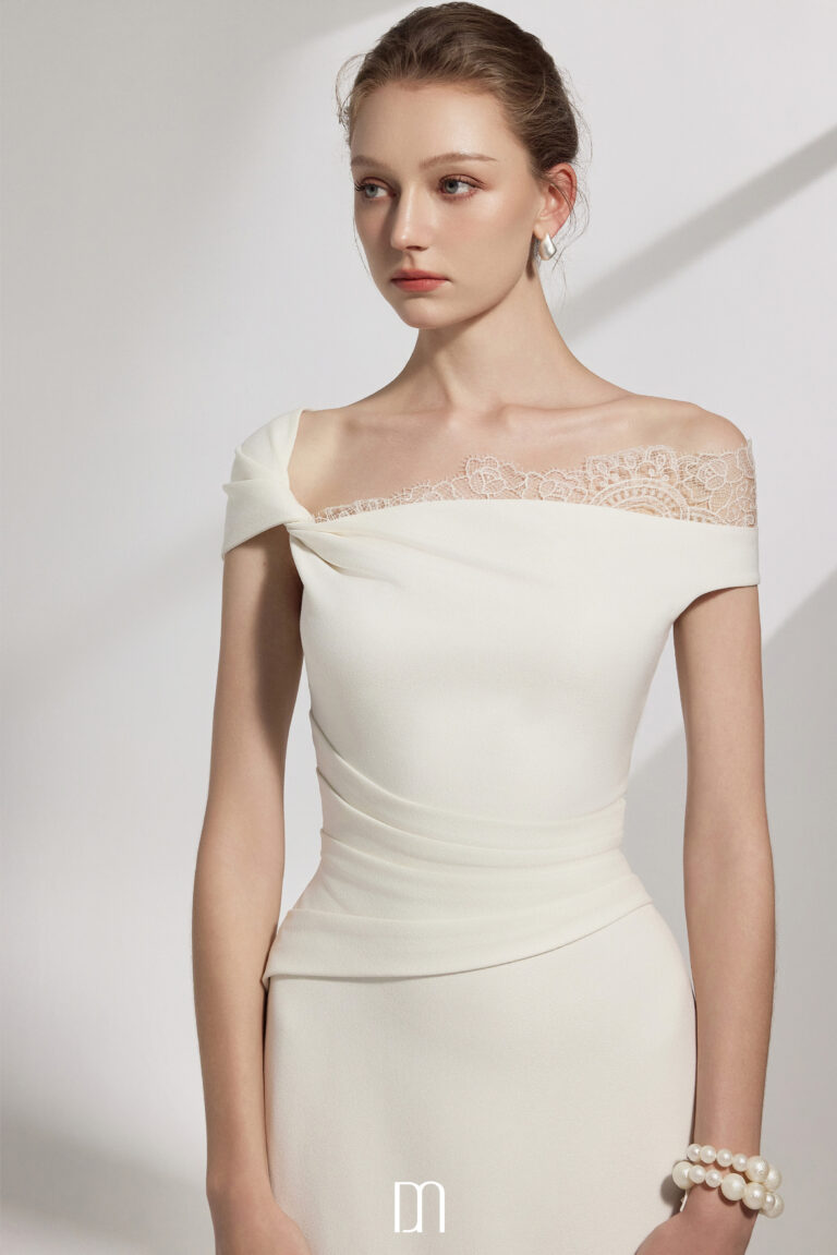 Elysian Lace Asymmetrical Midi Dress - Image 3