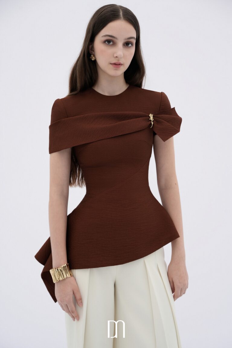 Sienna sculpted asymmetrical draped top - Image 2