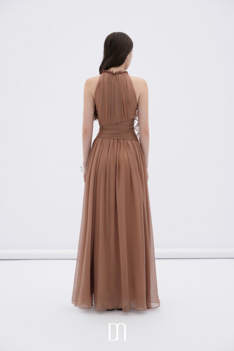 Mireille halter neck maxi dress with flower ruffles - Image 5