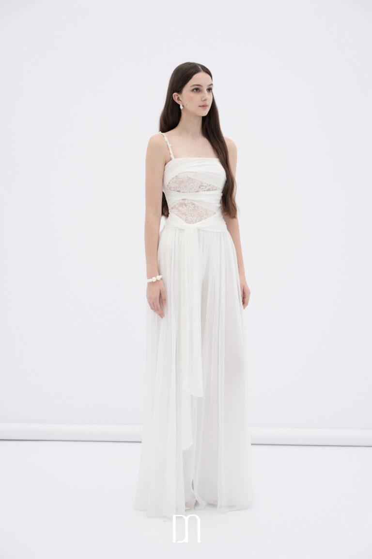 Ivy chiffon jumpsuit with floral shoulder straps - Image 4
