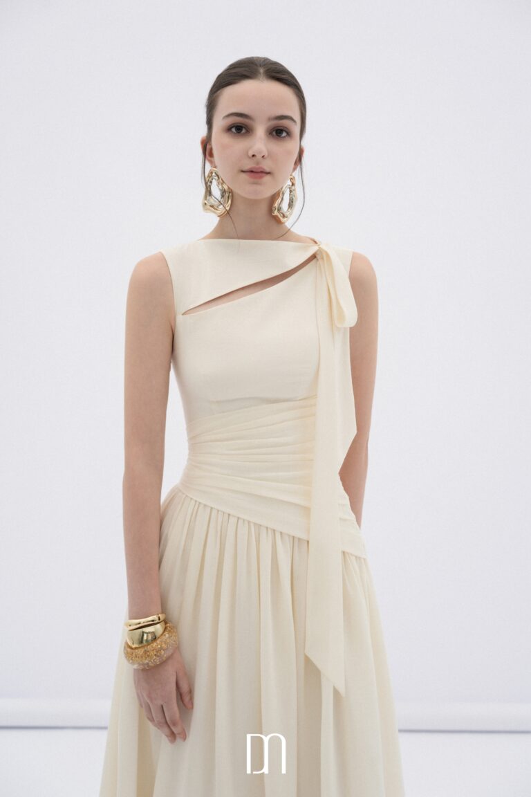 Ciel asymmetric cut-out neckline midi dress