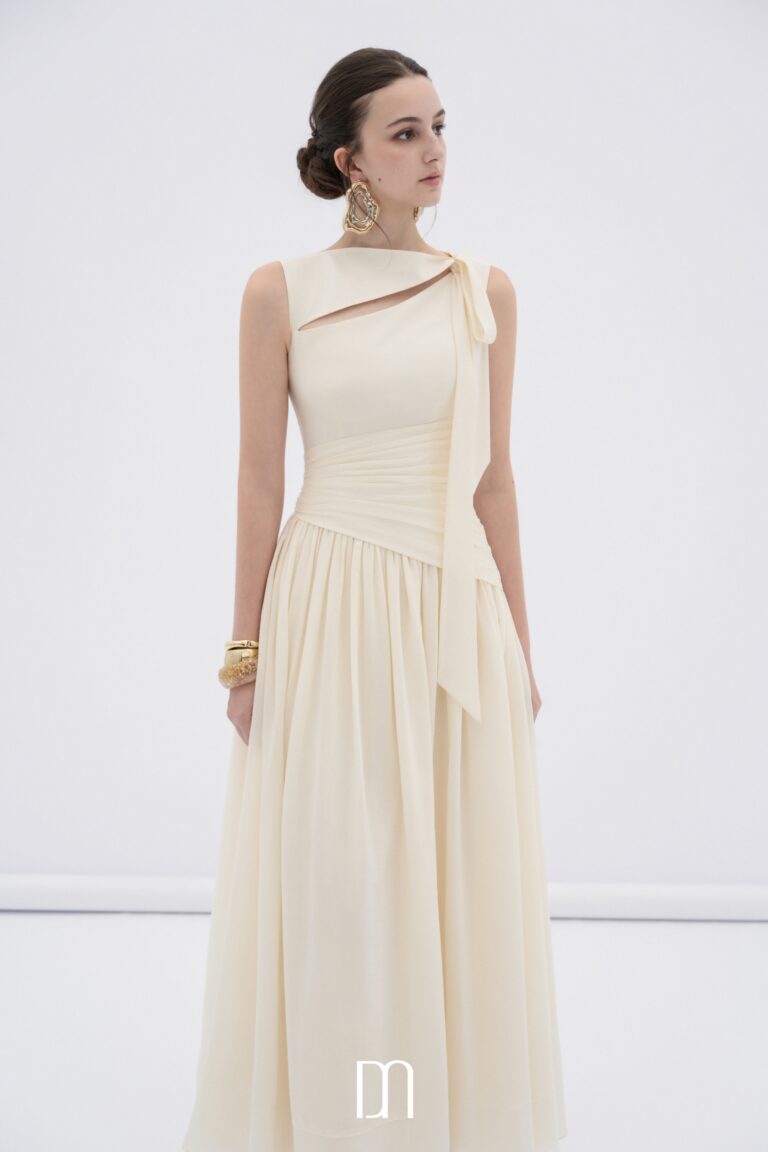 Ciel asymmetric cut-out neckline midi dress