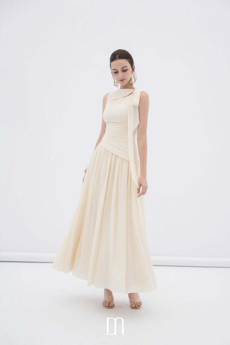 Ciel asymmetric cut-out neckline midi dress