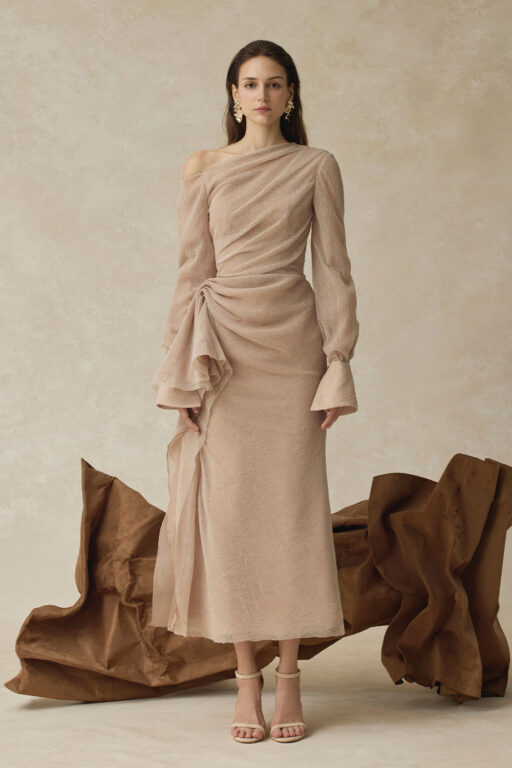 Elarion Asymmetrical mermaid dress with long sleeves