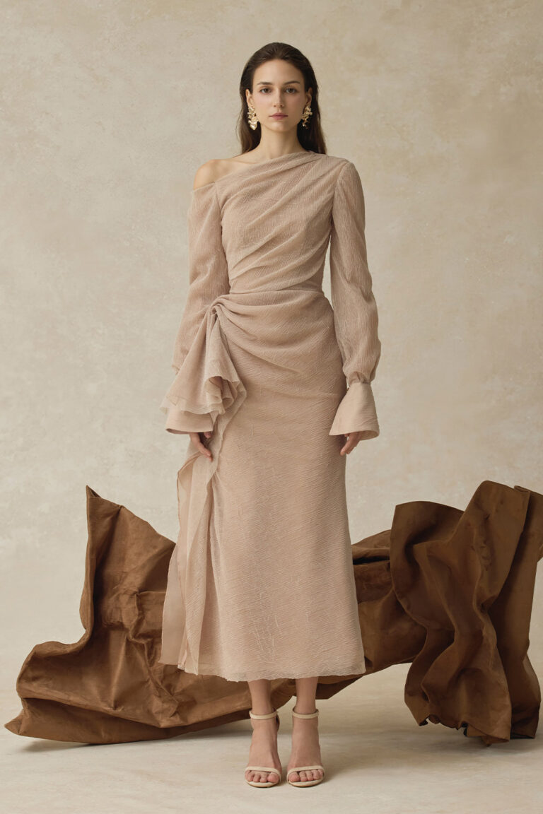Elarion Asymmetrical mermaid dress with long sleeves