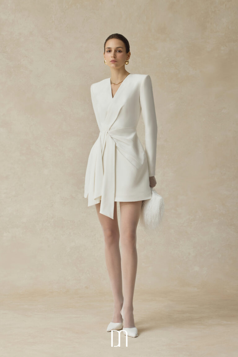 Sora Mini vest dress with draped bow detail - Image 3