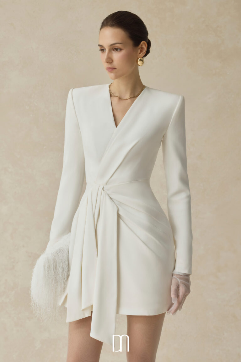 Sora Mini vest dress with draped bow detail - Image 4