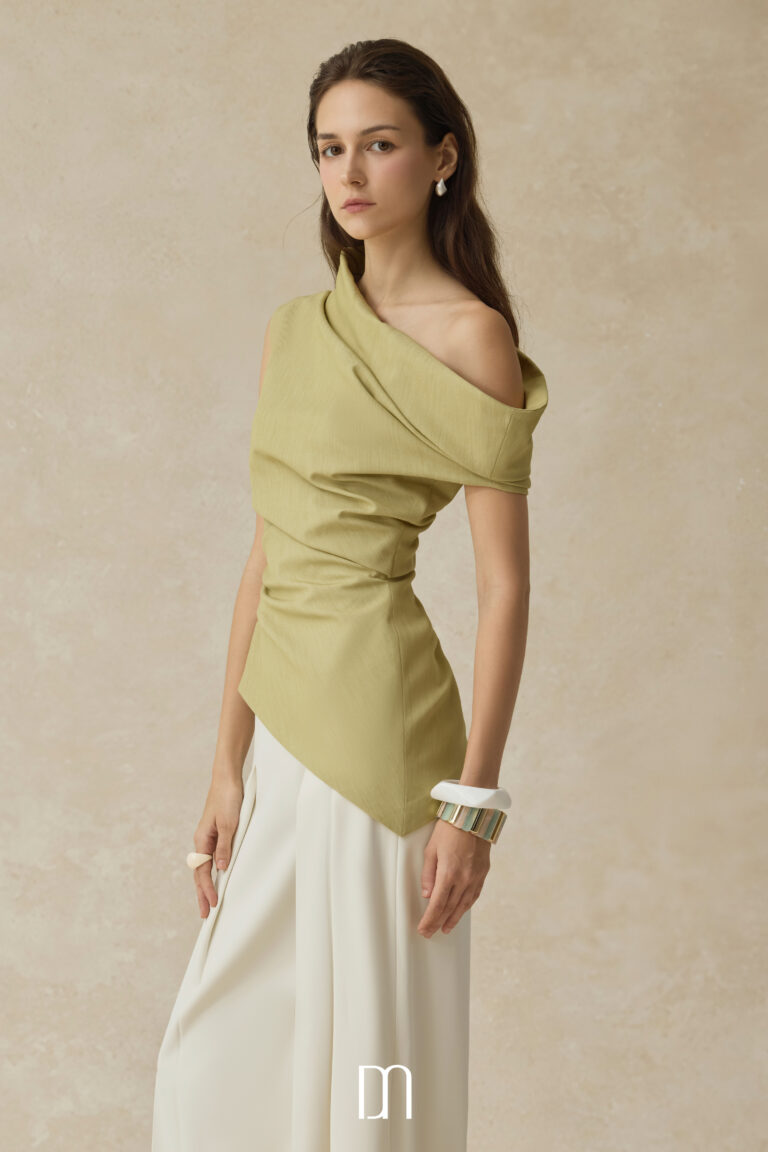 Phoebe Asymmetrical one-shoulder draped top - Image 3