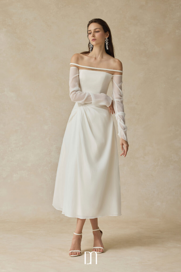 Velora Midi dress with off-shoulder and twisted hip detail - Image 4