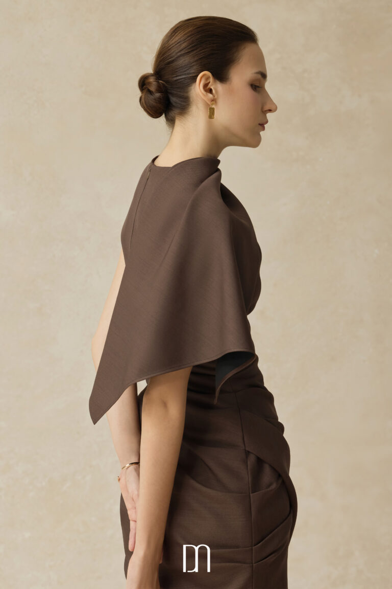 Lyrenia Asymmetric draping mini dress - Image 4