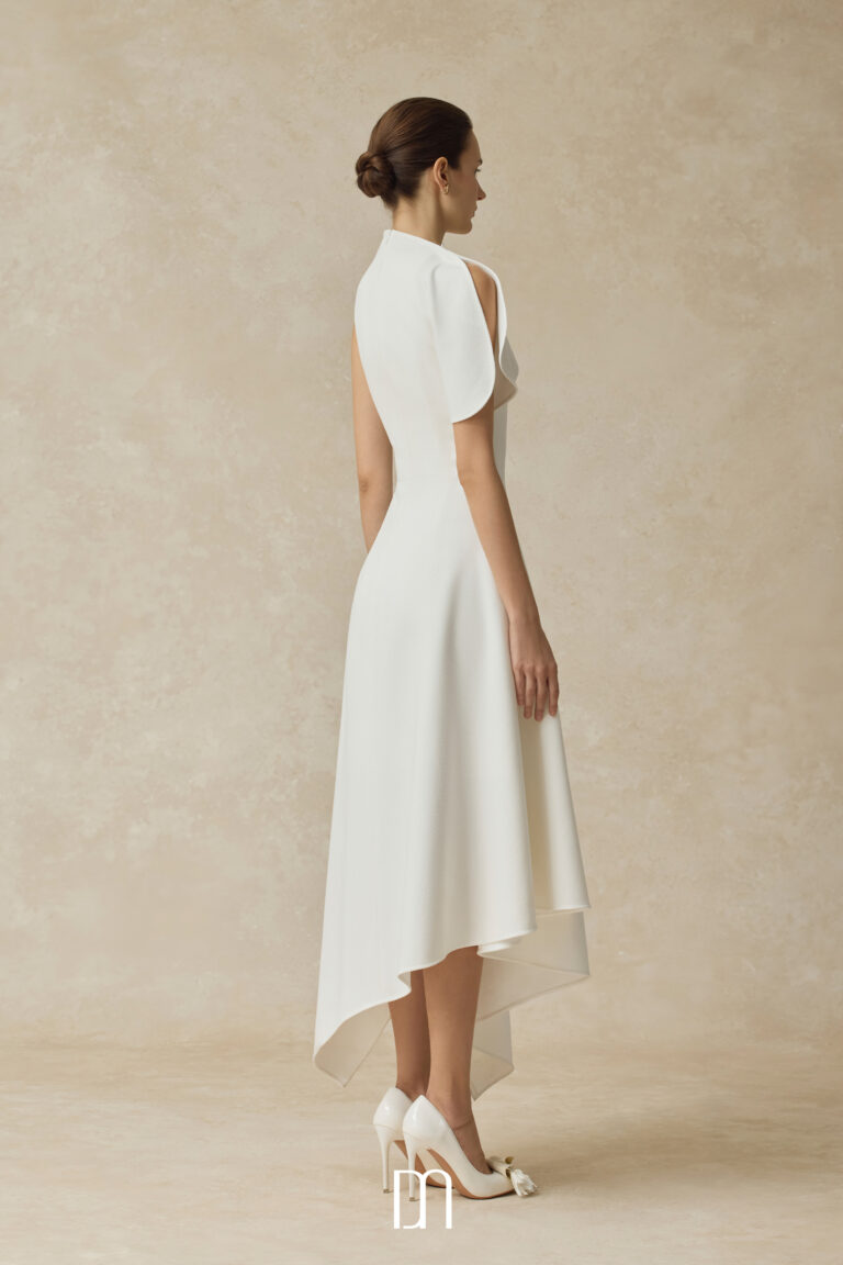 Cerelle asymmetrical hem flared midi dress - Image 4