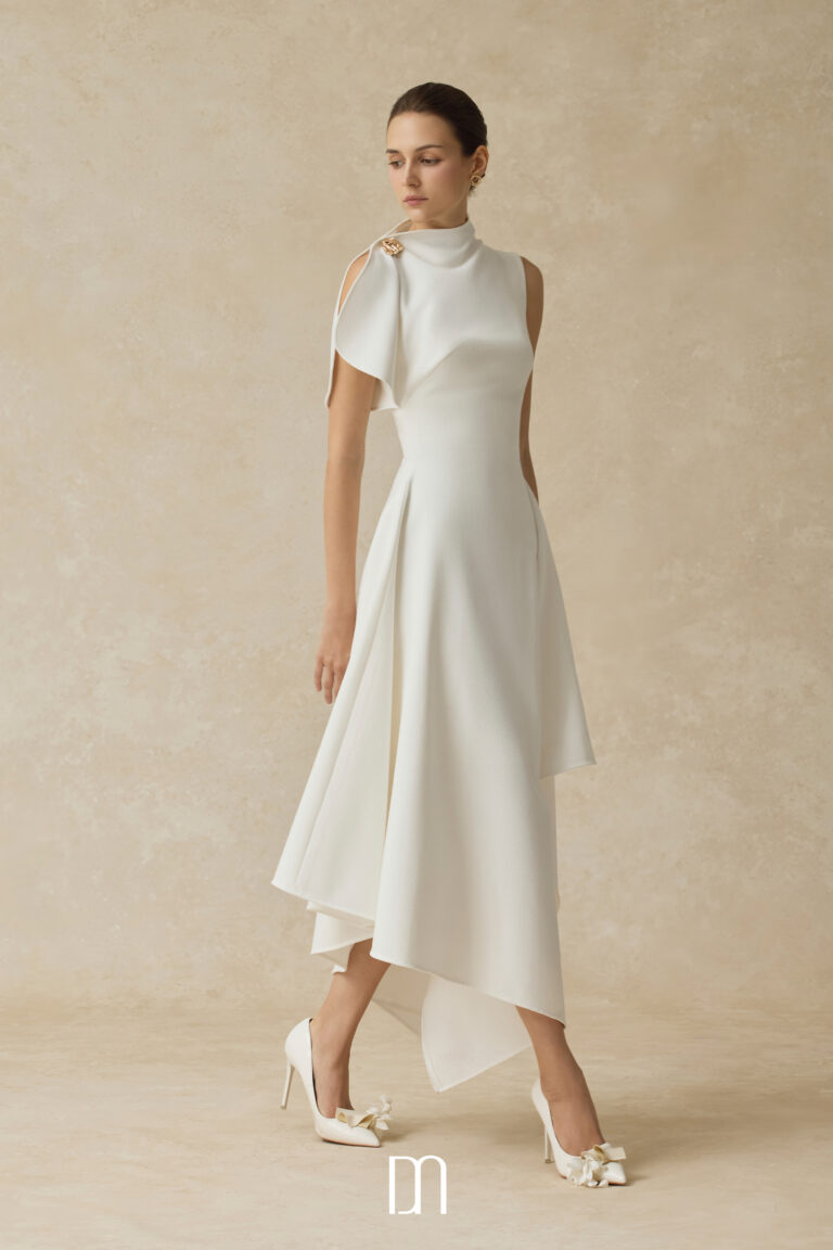 Cerelle asymmetrical hem flared midi dress - Image 3