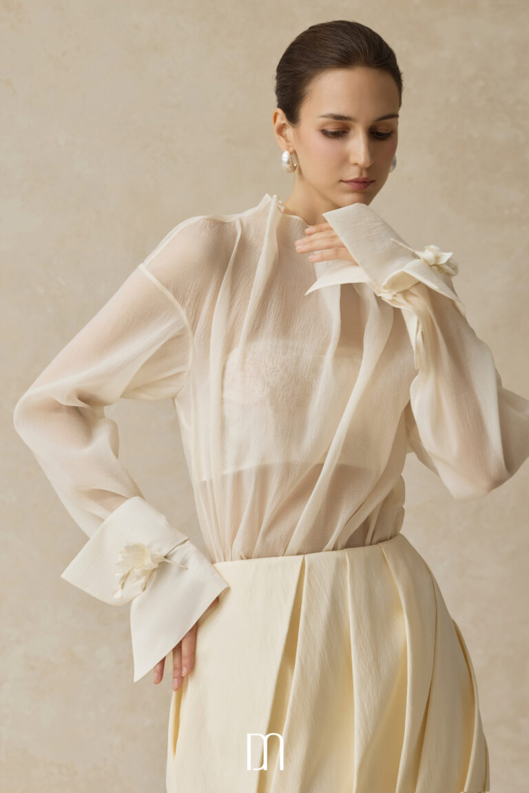 Inanna flowy blouse with draped neckline - Image 2