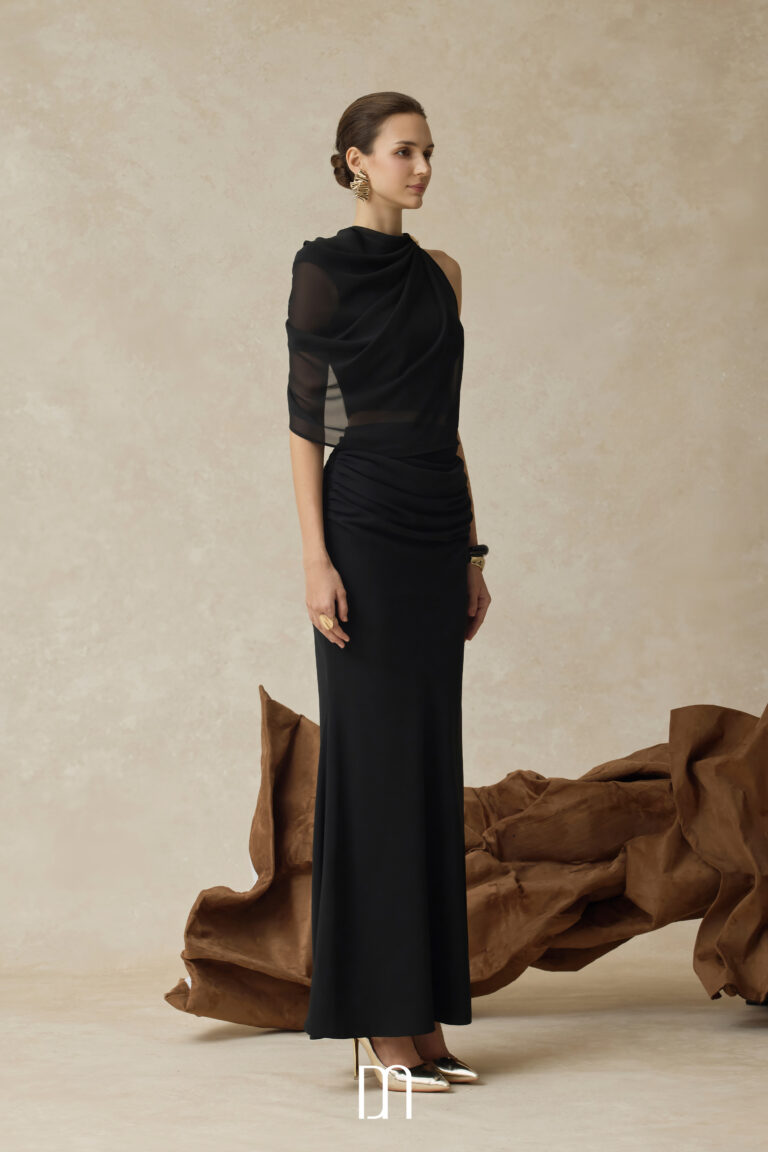 Averi one-shoulder high neck draped top - Image 3