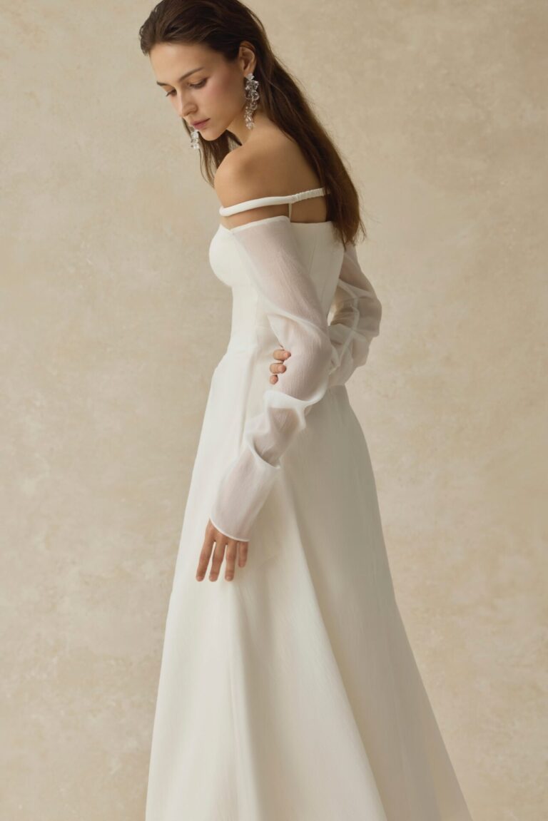 Velora Midi dress with off-shoulder and twisted hip detail