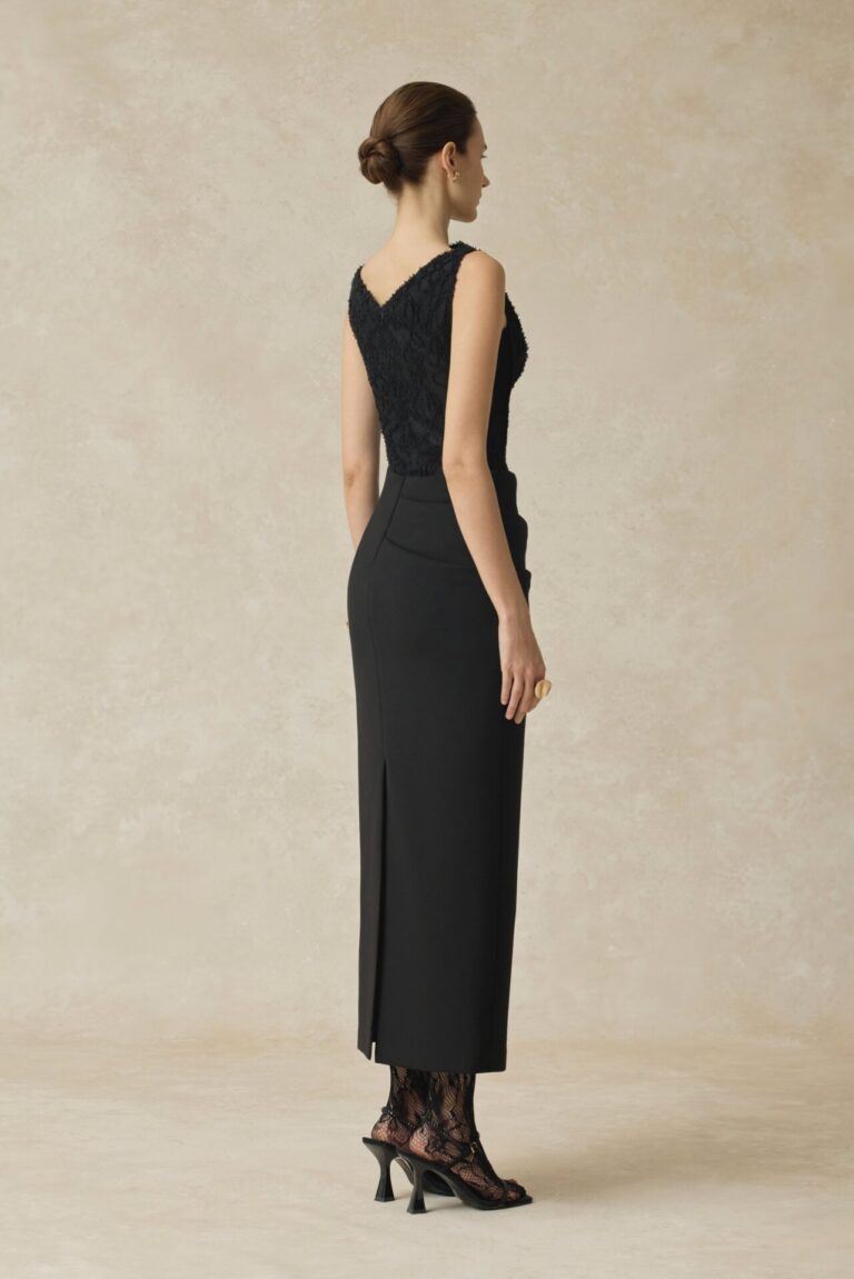 Serephira Draping Low Hip Midi Dress