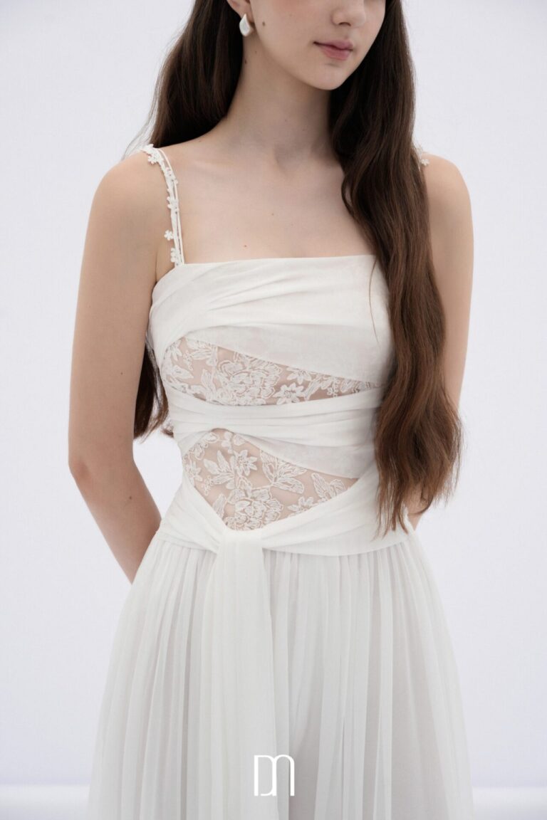 Ivy chiffon jumpsuit with floral shoulder straps