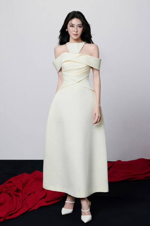 Irene off shoulder jacquard dress