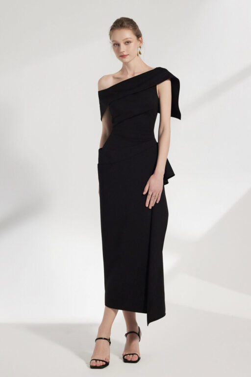 Arene Asymmetric Spandex Bodycon Dress