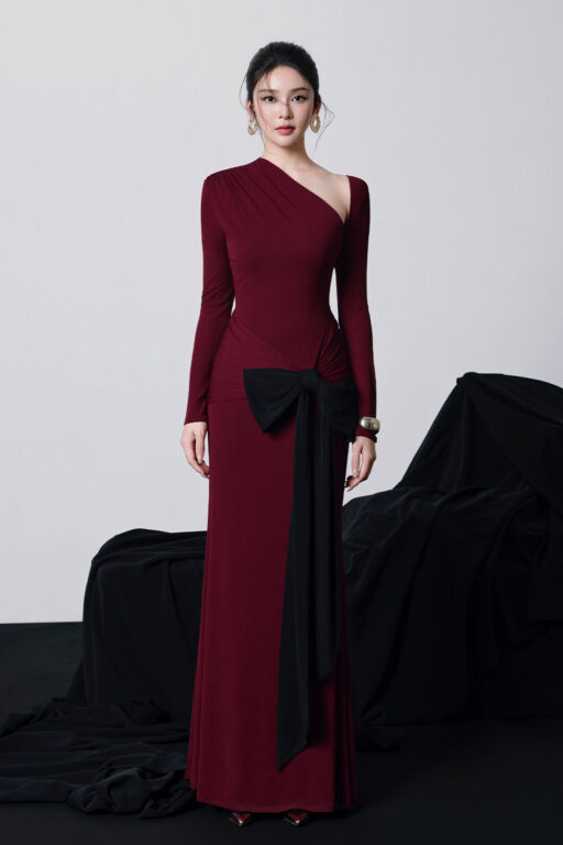 Melanie maxi mermaid dress with bow