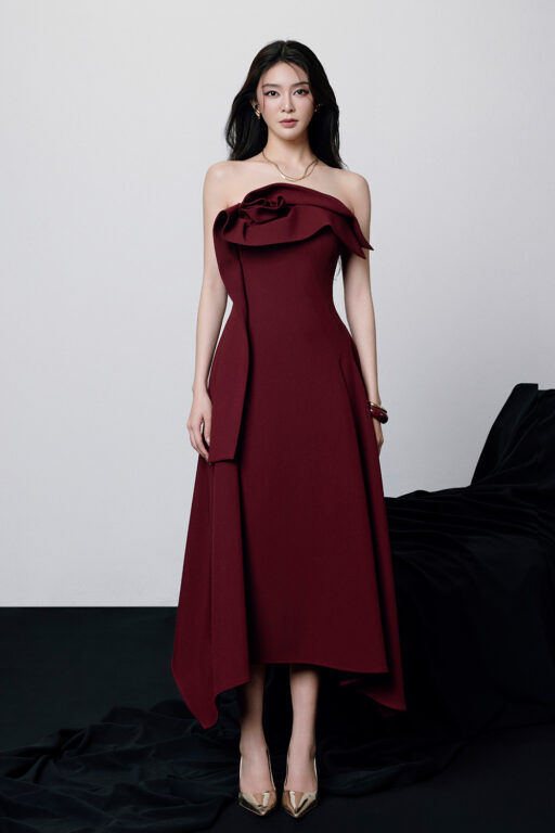 Lenora floral ruffled bandeau dress