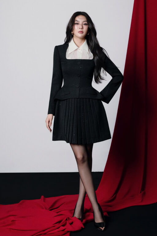 Dottie mini vest dress with classic collar