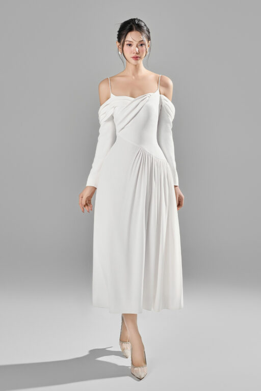 Letty off-shoulder pleated skirt