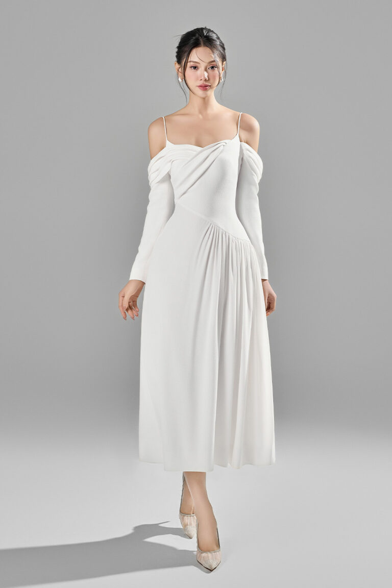 Letty off-shoulder pleated skirt