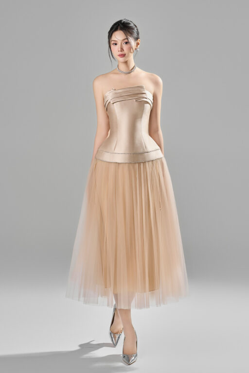 Nyla draping strapless dress