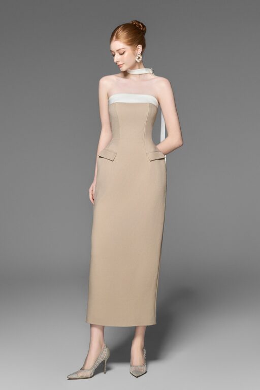 Alula strapless pencil dress with neck band
