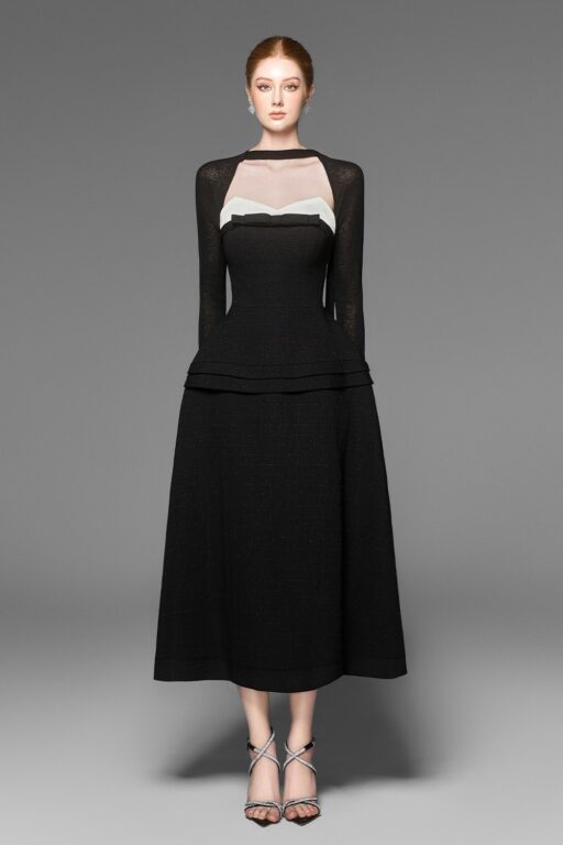 Lizzy long sleeves dress with bowtie