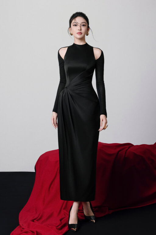 Bodycon dress with draped waist