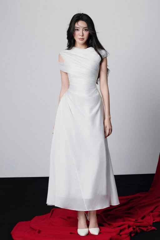 Maia ruffled midi dress