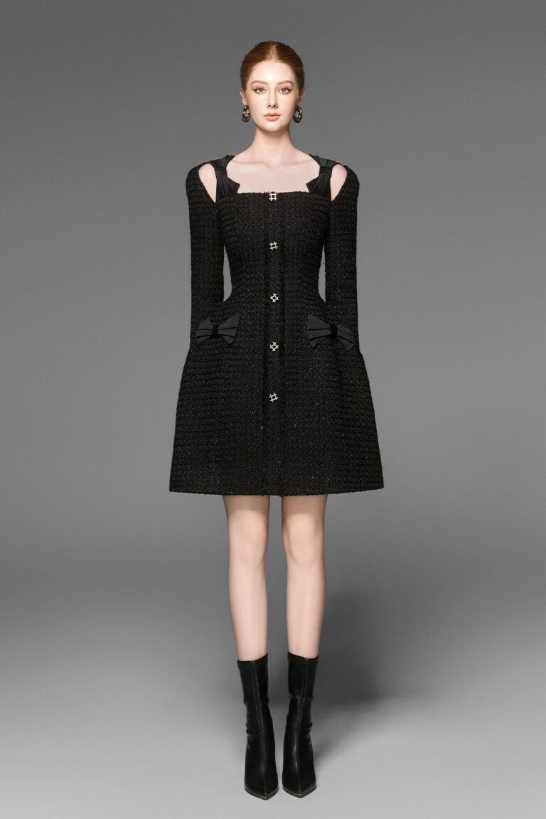 Coco tweed dress with bows