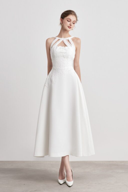 Acacia Lace bib neck dress