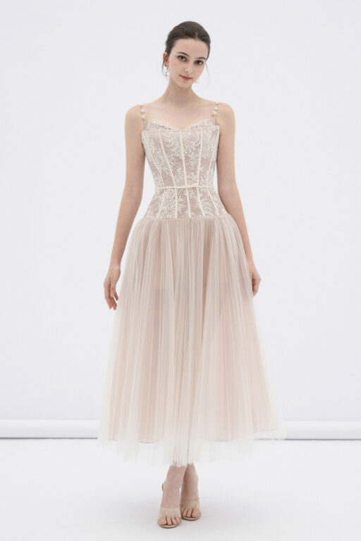 Alizea corset tulle midi dress