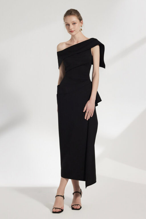 Arene Asymmetric Spandex Bodycon Dress