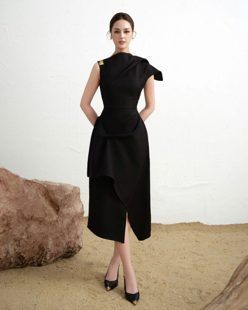 Calla Asymmetric Midi Dress Green