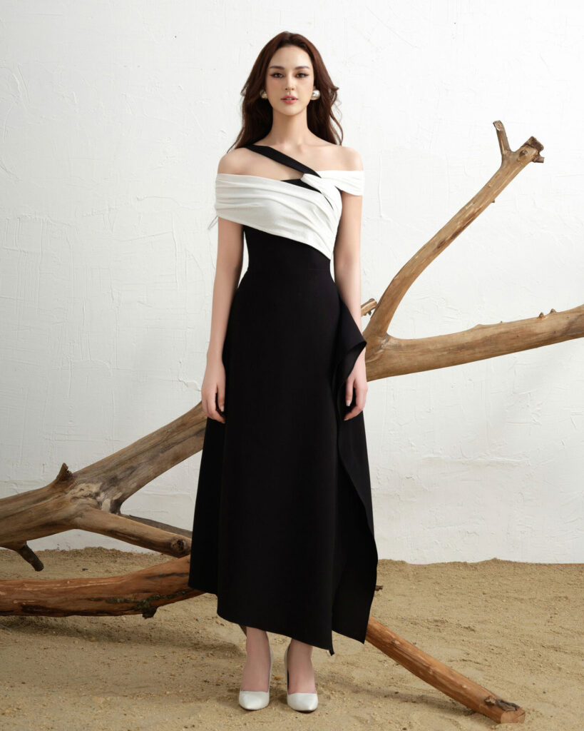 Calla Asymmetric Midi Dress Green