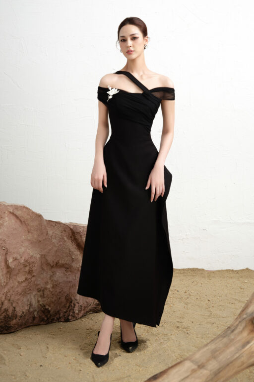 Fleur Diagonal Dress With Mesh Twisted Detail