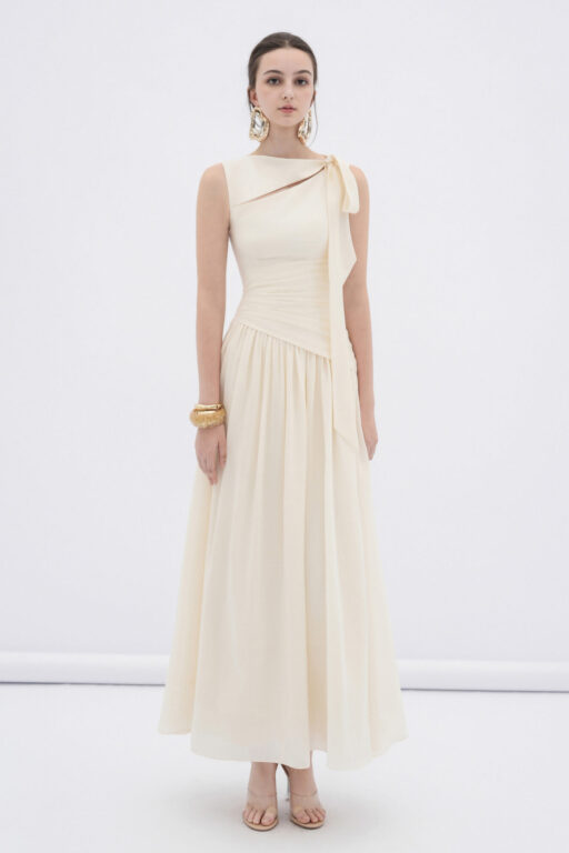 Ciel asymmetric cut-out neckline midi dress