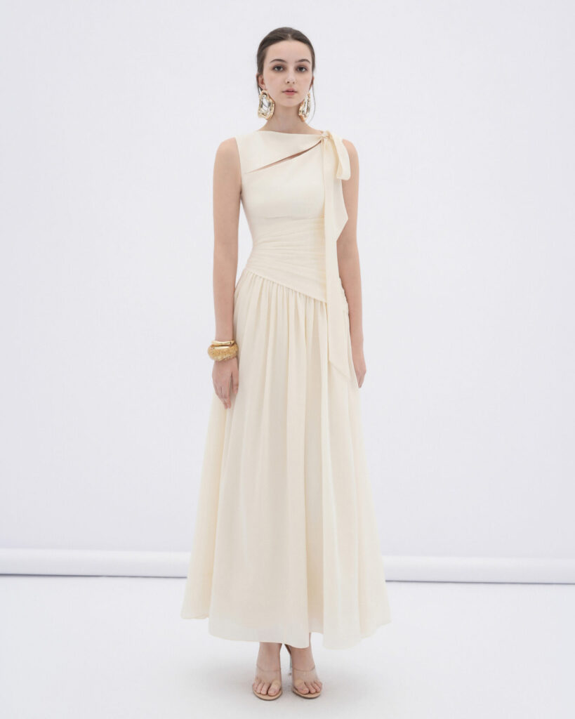 Ciel asymmetric cut-out neckline midi dress
